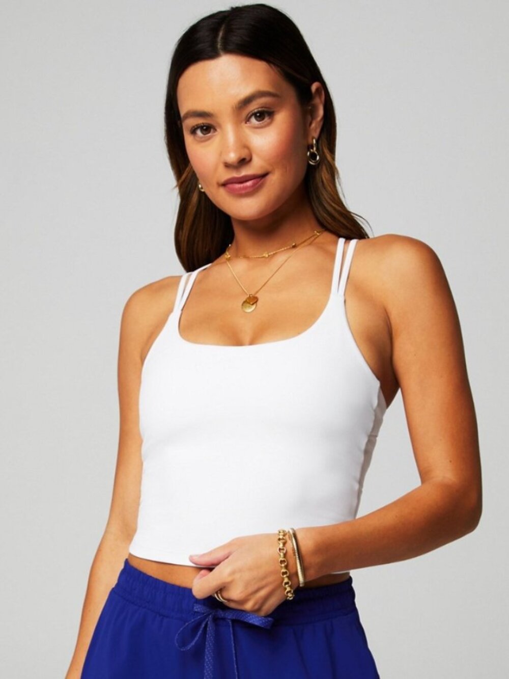 Fabletics Principal Built-In Bra Tank, Classic White, Size L